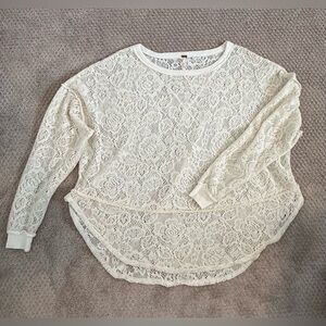 Free People Cream Lace Blouse